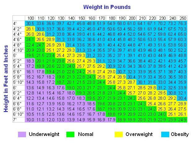 Bmi Index Chart For Males